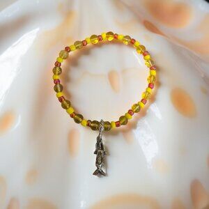 Citrine Mermaid charm bracelet~ 7 inches